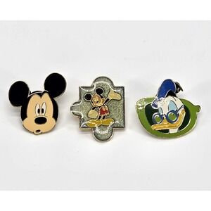3 Lot Disney Trading Pins WDW 2002 Lanyard Series Mickey Mouse Donald Head Cast